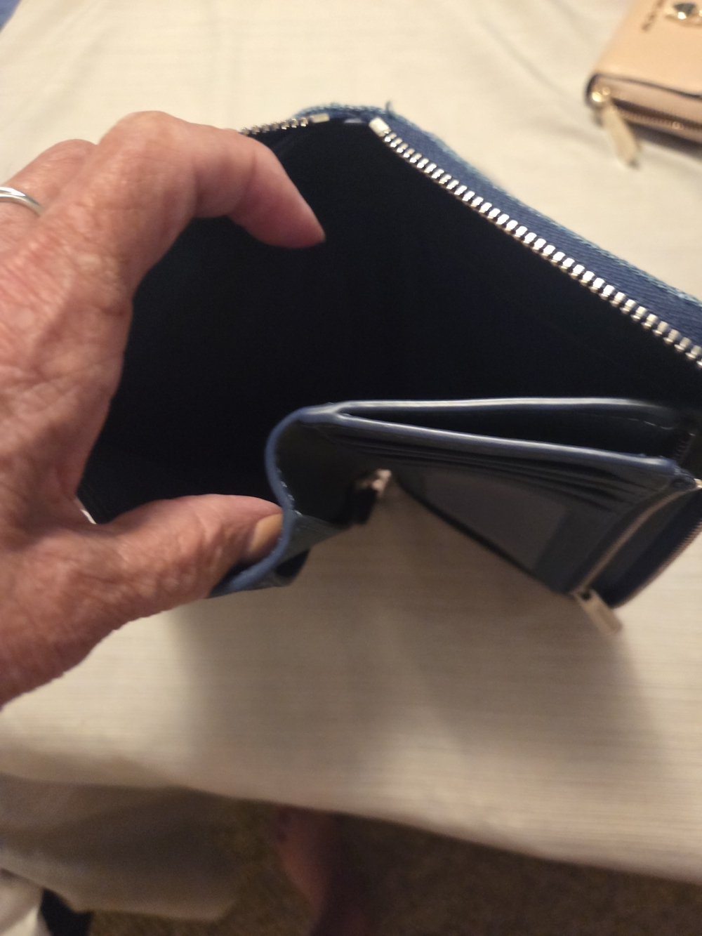 COACH Quilted Denim Zip Wallet - Blue - Picture 3 of 4